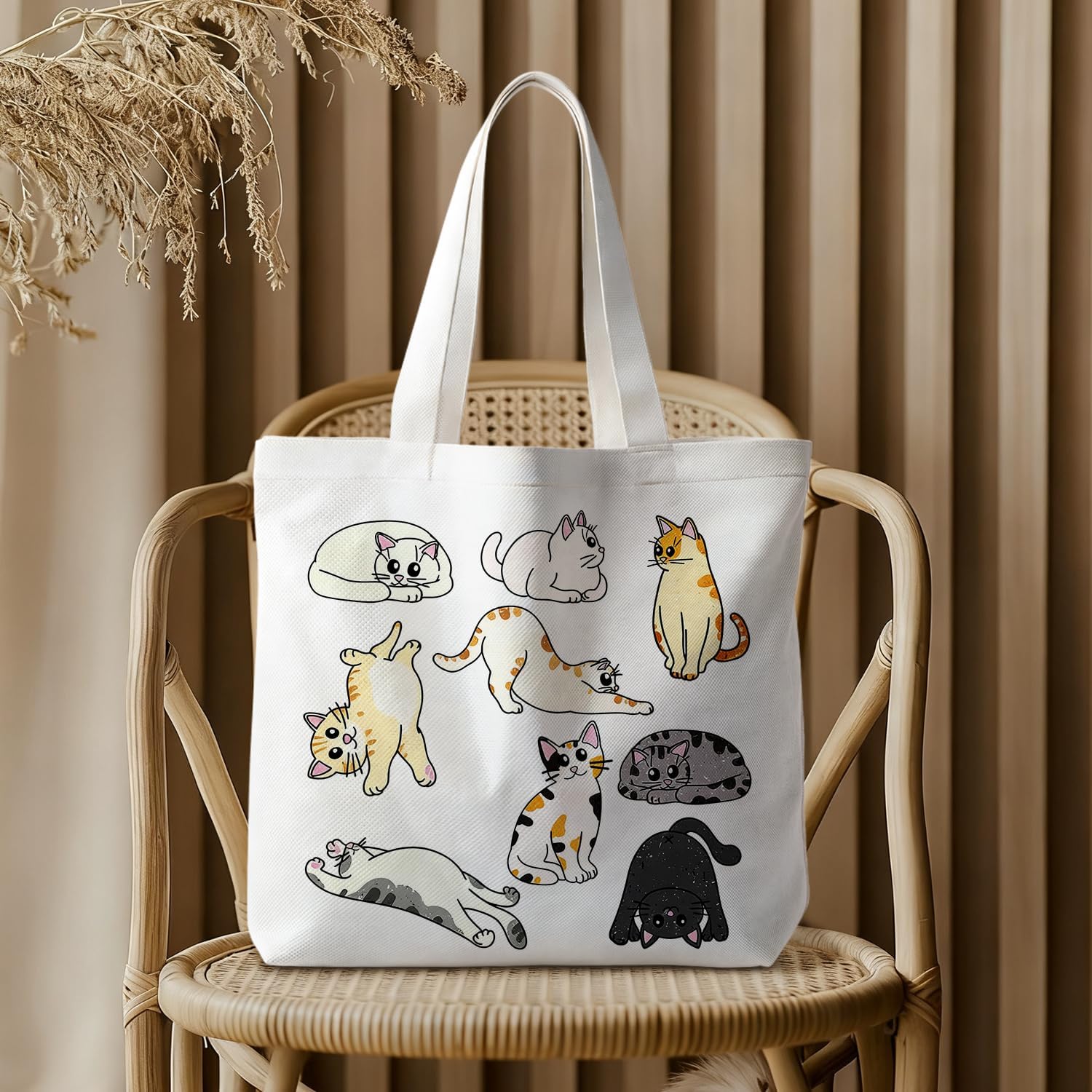 Animals-Flowers-Fruits-Bow Valentines Canvas Heart Tote Bag, Coquette Reusable Shopping Grocery Bags - Image 4