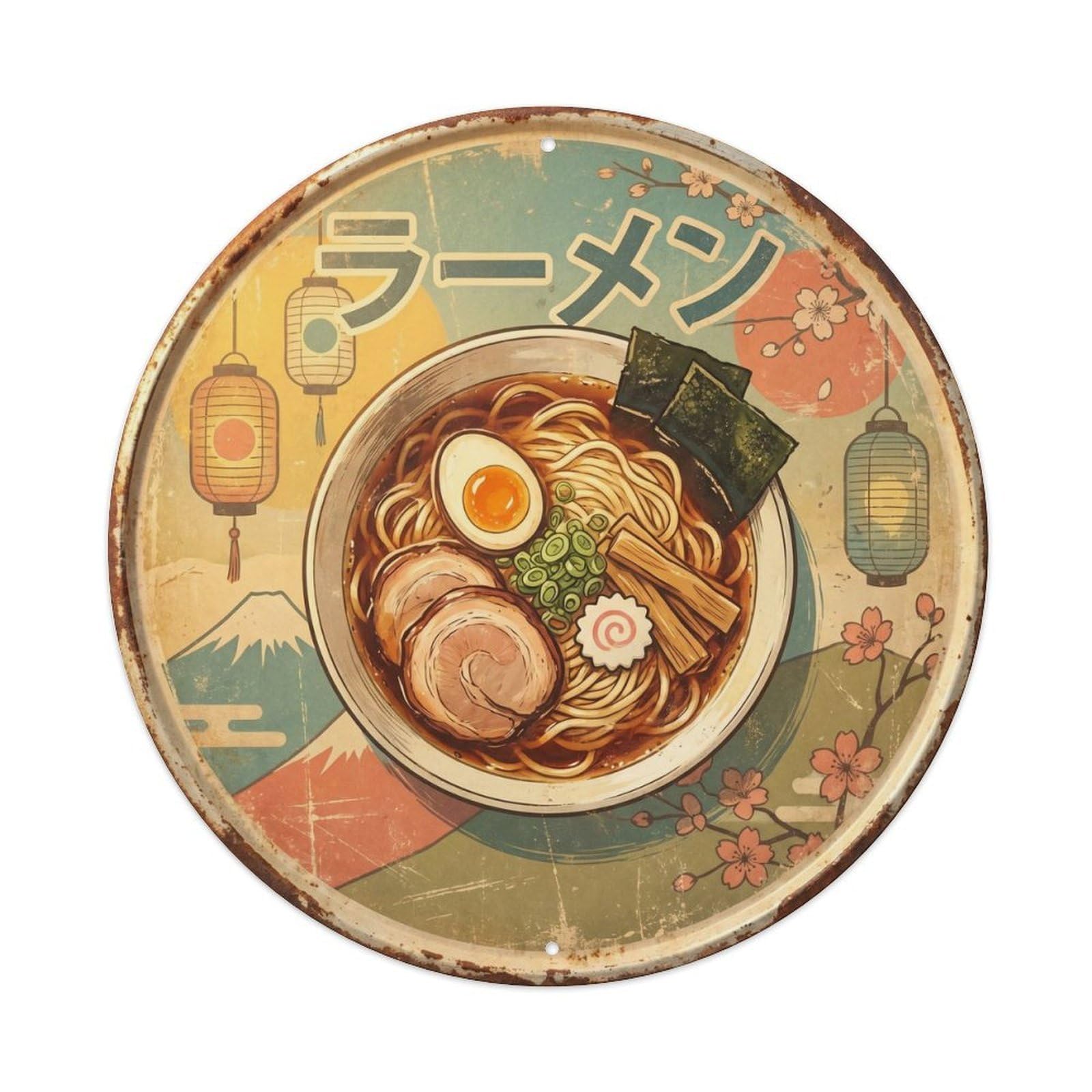 Cxhjca 8X8inch(20X20cm) Ramen Japanese Noodles Vintage Travel Food Restaurant Metal Tin Sign
