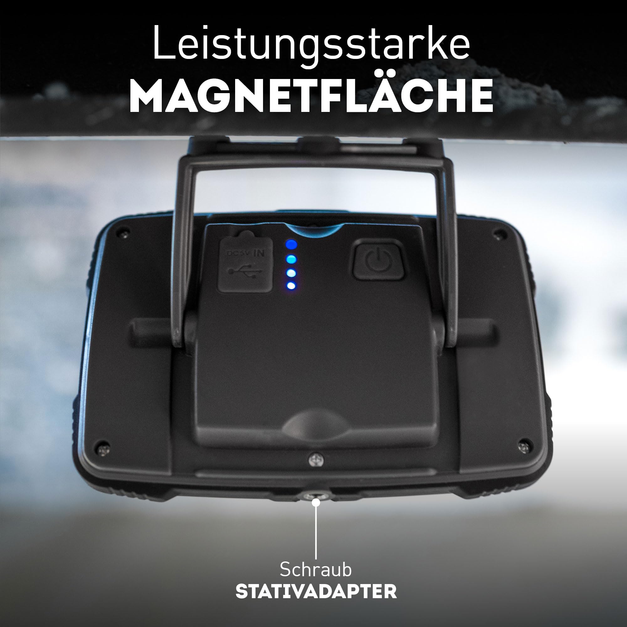 Akku Baustrahler LED, 1600 Lumen magnetisch – USB wiederaufladbare Arbeitsleuchte IP67 wasserdicht – Robuster LED Strahler Akku für Baustelle & Werkstatt – Favour