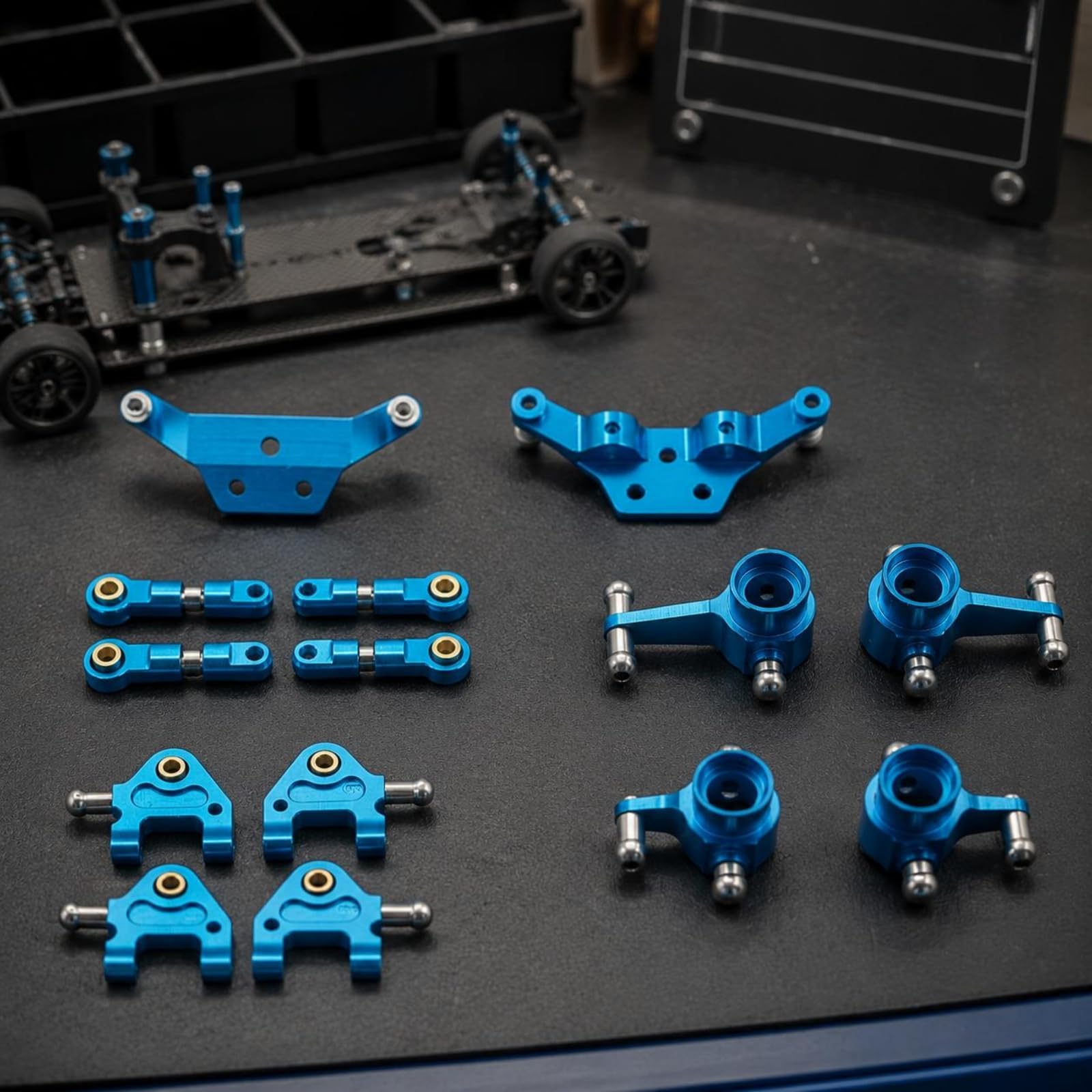 Veicolo in Lega Kit Componenti Rc Auto Sterzo Ammortizzatori Alluminio Anodizzato Aspetto Meccanico Montaggio Accurato Compatibile 1 28 Adatta per