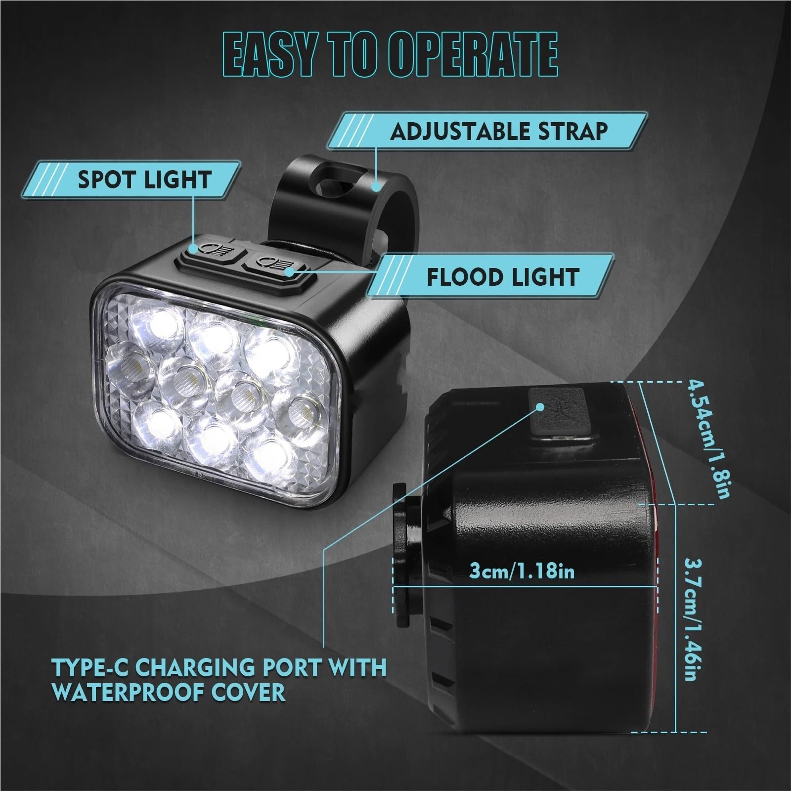 reflektory przednie Lampa przednia LED do roweru z ładowaniem przez USB, lekka, tylna, wodoodporna, tylna, latarka lampą halogenową(Front-Rear Light)