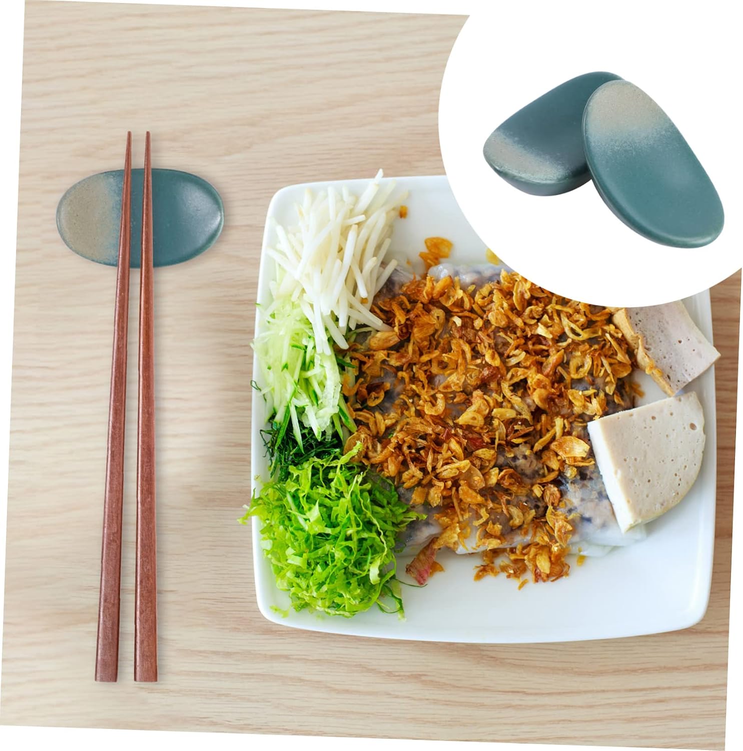 6pcs Malachite Green Ceramic Chopsticks Rest Ingot Shaped Spoon Fork Holder Elegant Japanese Design for Tableware and Easy to Clean