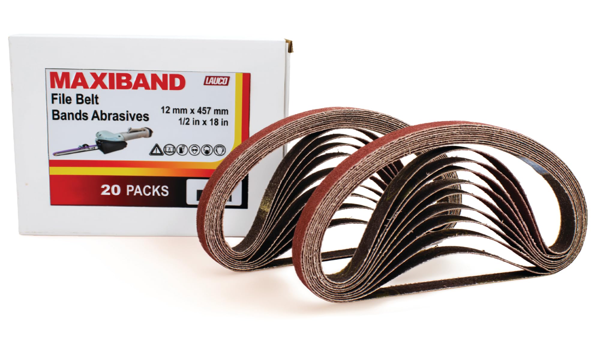 MAXIBAND 1/2 in x 18 INCH File Belt Bands Abrasives - 60 GRIT - Purple Sanding Belt, Sander Belts for Air File Belt Sander, Woodworking, Metal