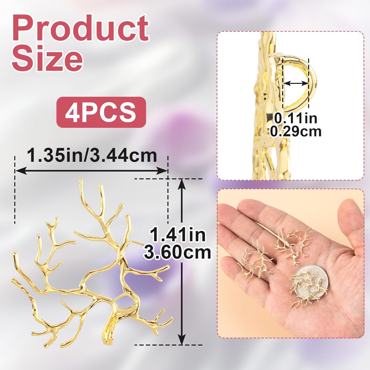 Branch Shape Blanks, Adjustable Claw Pendant Trays, Hypoallergenic Brass Branch Prong Pendant Bezels for Jewelry Making Bracelet Earrings Necklace DIY Crafts - Image 2