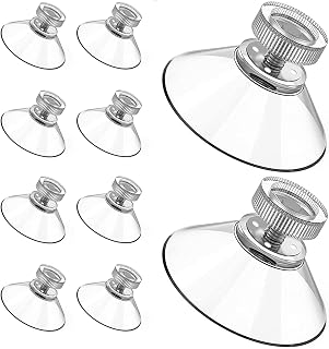 vilihkc 10PCS Sucker Cup Suction Hook Plastic Sucker Pad Holder Silicone Round Strong Transparent with Knurled Nut for Daily Hanging(2.1inch)