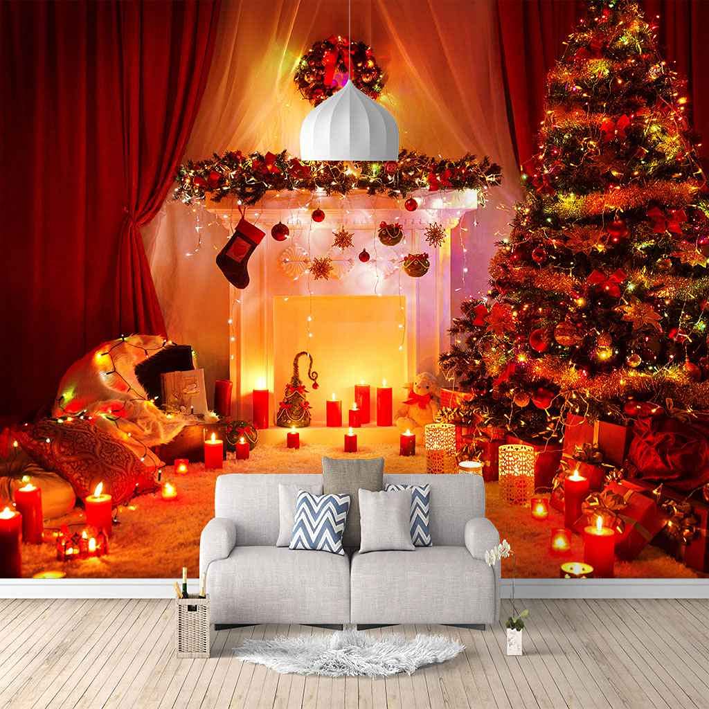 Papier Peint Photo 3D Bougie De Noël Poster Géant Salon Restaurant