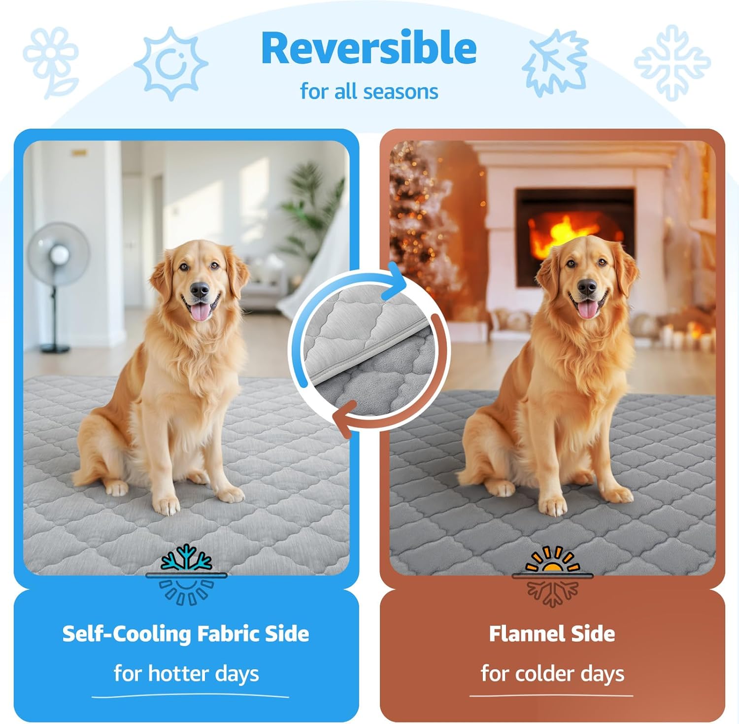 LOOBANI Dog Cooling Mat 48"x28"- Dog Cooling Pad Durable, Cool Blanket Machine Washable, Large Pet Cool Mat for Outdoor, Indoor (Grey, 48"x28")