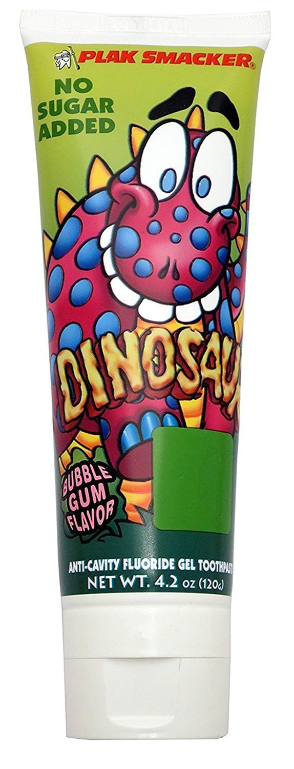 Plak Smacker DINOSAUR Toothpaste Bubble Gum 4.2oz Tube