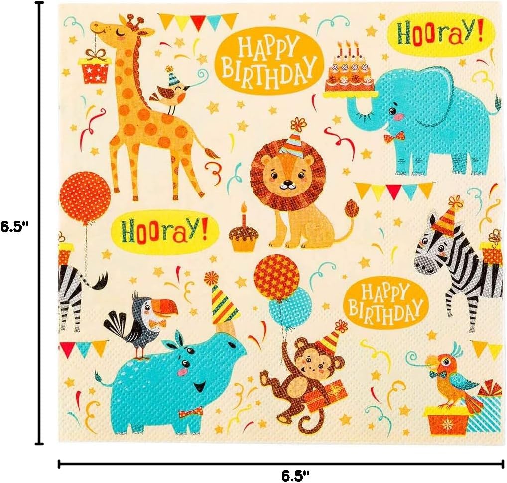 Restaurantware 13 Inch Paper Luncheon Napkins 500 Jungle Design Printed Napkins - 3-Ply Textured Edges Assorted Colors Paper Decorated Napkins Soft And Strong For Parties Or Catering Events