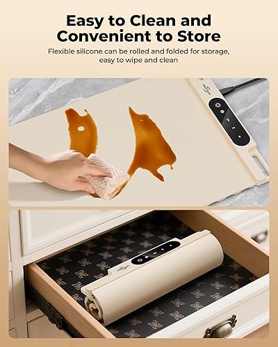 Miniatura 6 de Alfombrilla de calentamiento eléctrica para alimentos - Bandeja de silicona de calentamiento rápido de superficie completa con 3 niveles de