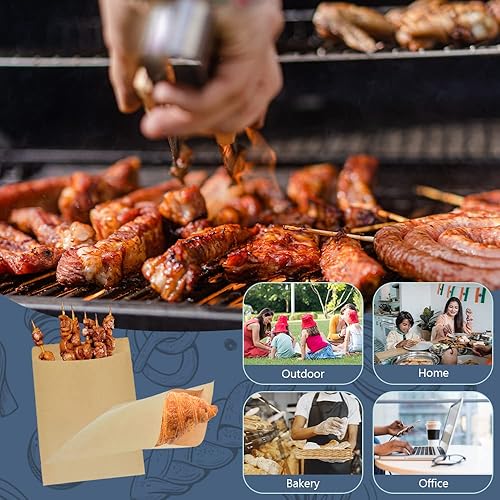 Miniatura 4 de Cezoyx 600 bolsas de papel kraft para sándwich, 8 x 6 pulgadas, bolsas planas a prueba de grasa para panadería, aperitivos, galletas, dulces,