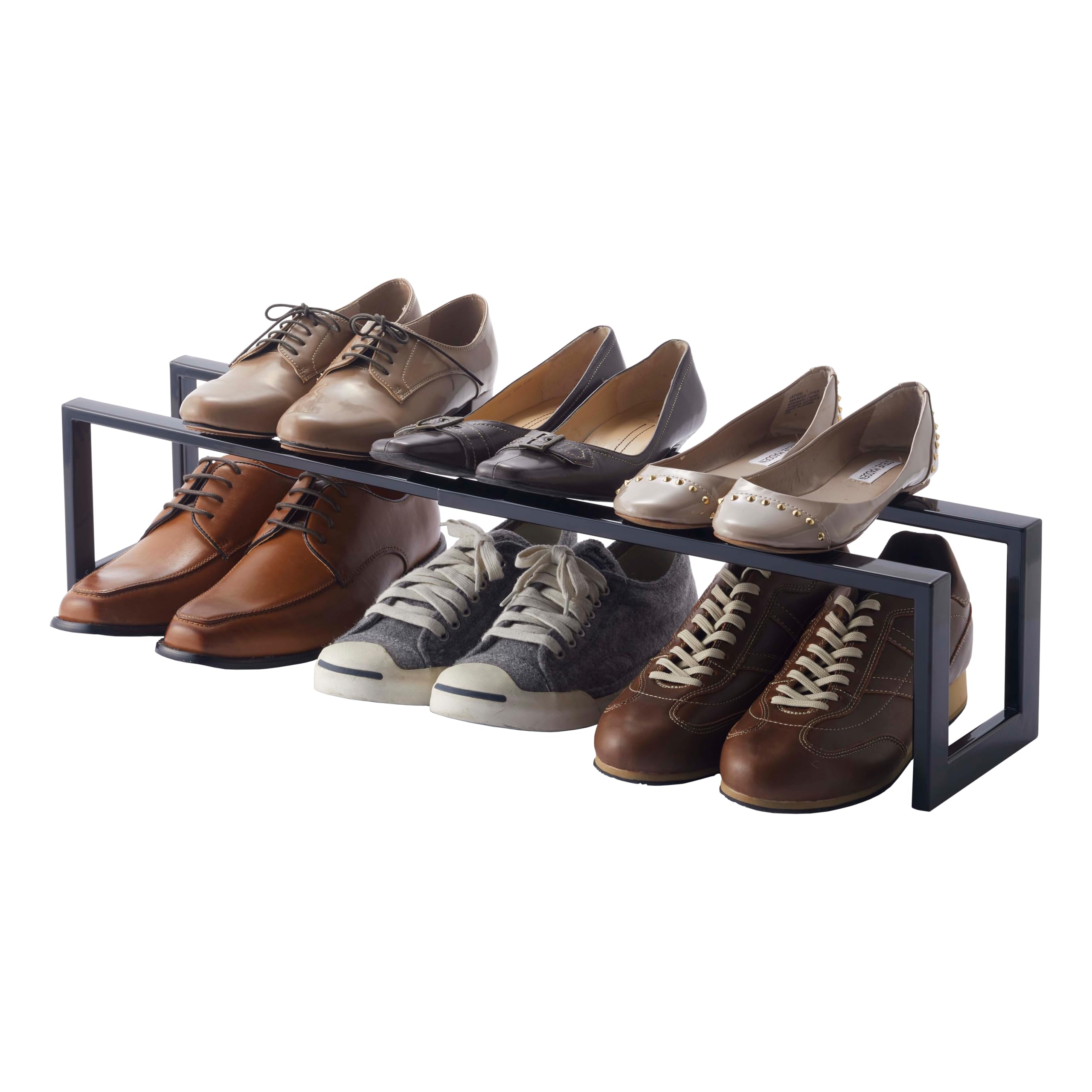 YAMAZAKI Home Line Expanding Shoe Rack, Metal, Adjustable - Single, 6" - Steel - Holds 4 to 8 Shoes
