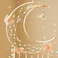 Vista 8 de Artilady Atrapasueños de Mariposa con Cristales - Atrapasueños de Luna Rosa Boho Grande Decoración de Pared Decoraciones del Hogar Dormitorio