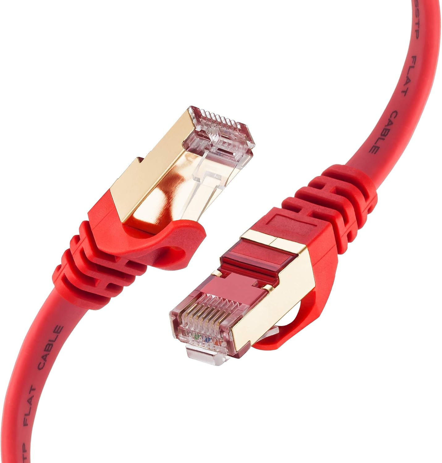 Cat 7 Ethernet Cable 10 ft Red, SNANSHI Cat7 Flat Ethernet Patch Cables - Internet Cable Shielded RJ45 Connectors Compatible with Switch/Router/Modem/Patch Panel