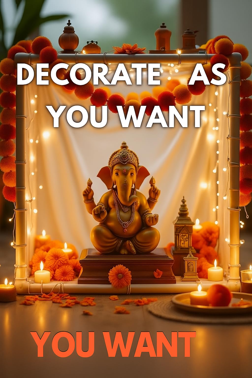 DIY Ganesh Chaturthi Mandap - White Tent Frame -8