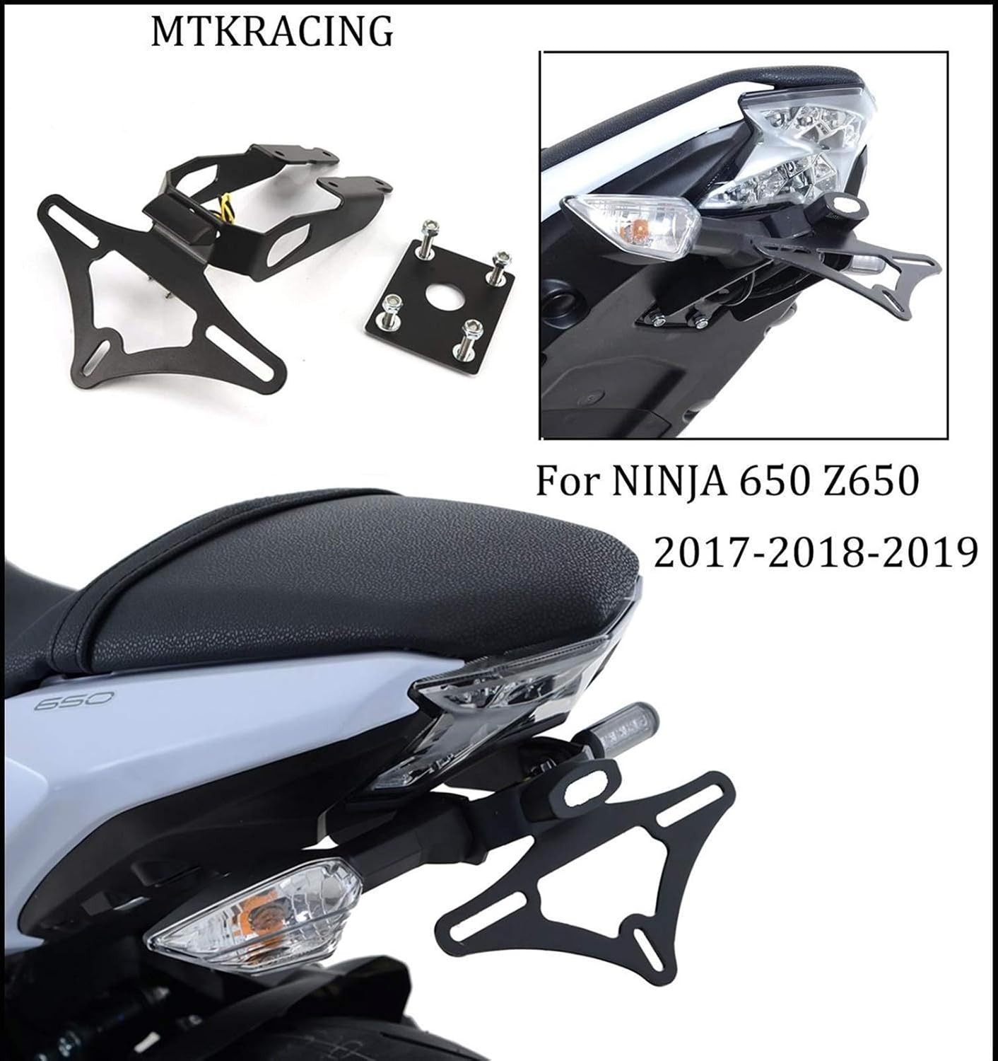 for Kawasaki Z650 Ninja 650 Tail Tidy Fender Rear Support License Plate Frame Rear Card 2017-2019 DaJiKan (Color : for Z650)