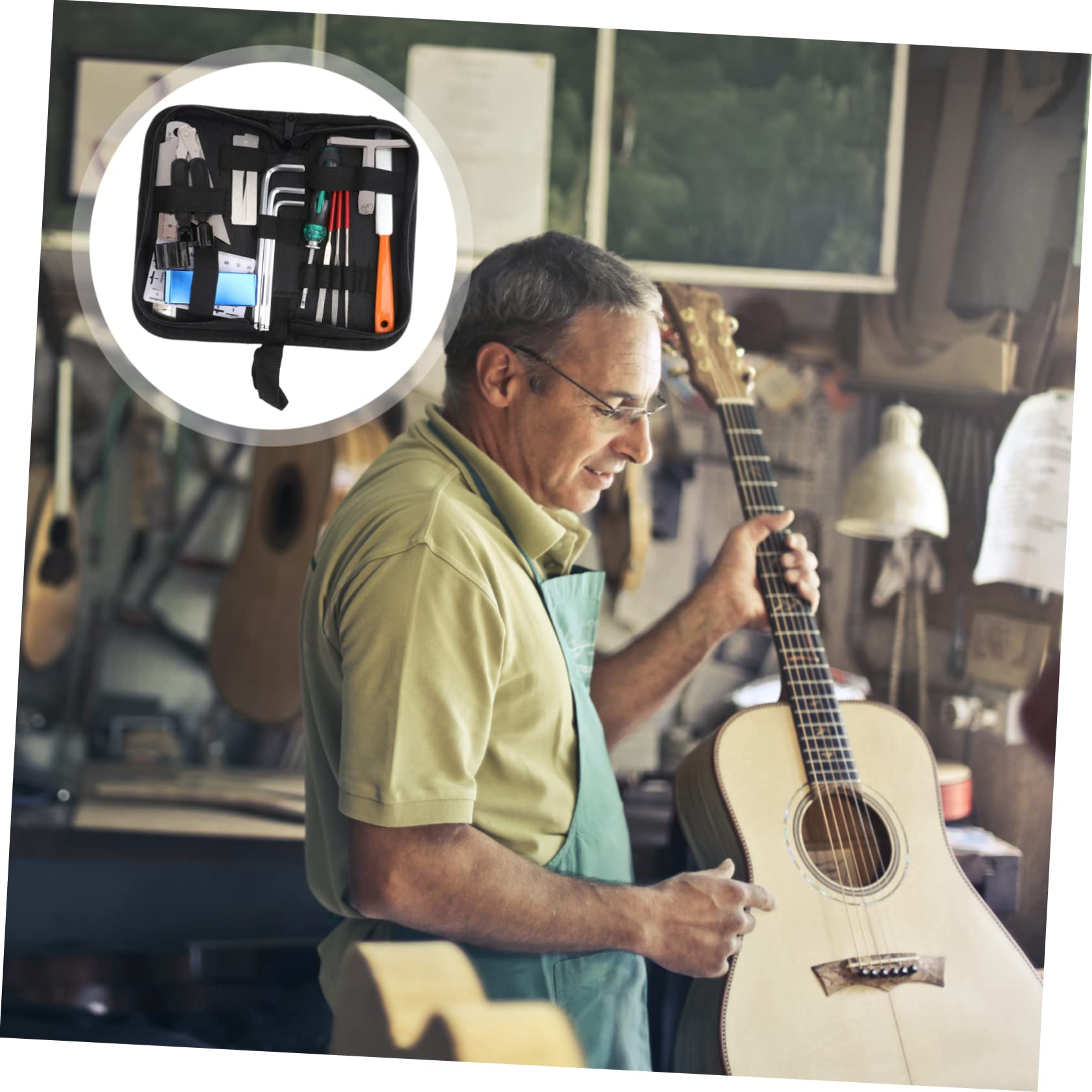 Kit de Limpieza y Mantenimiento de Guitarra, Hierro y Goma, Fácil de Transportar, Uso Profesional, para Cuidado de Instrumentos