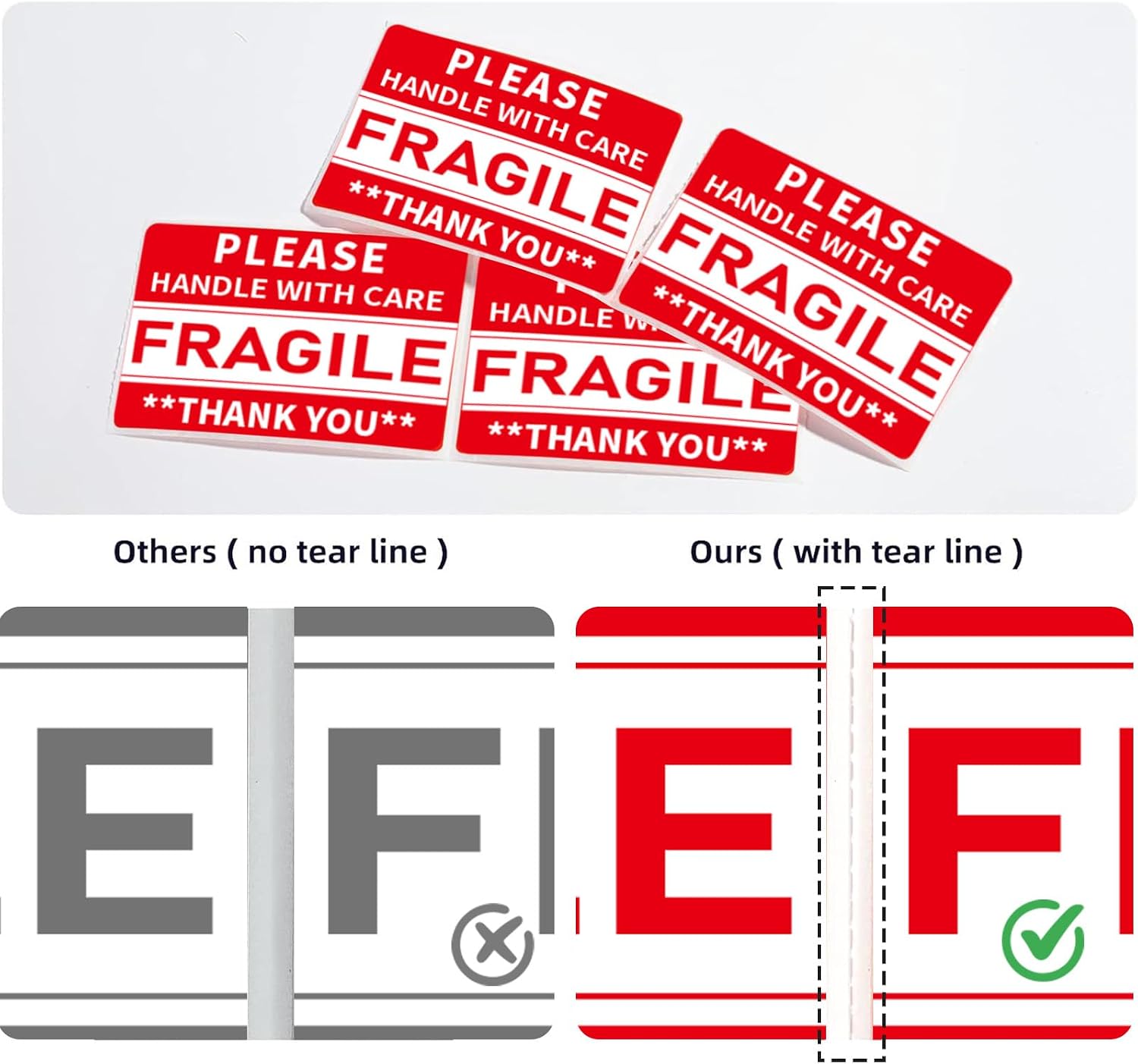 320 Pcs Fragile Stickers, 3 x 2 Inch Handle with Care Shipping Moving Glass Permanent Adhesive Commercial Grade Fragile Labels (Fragile) image 4