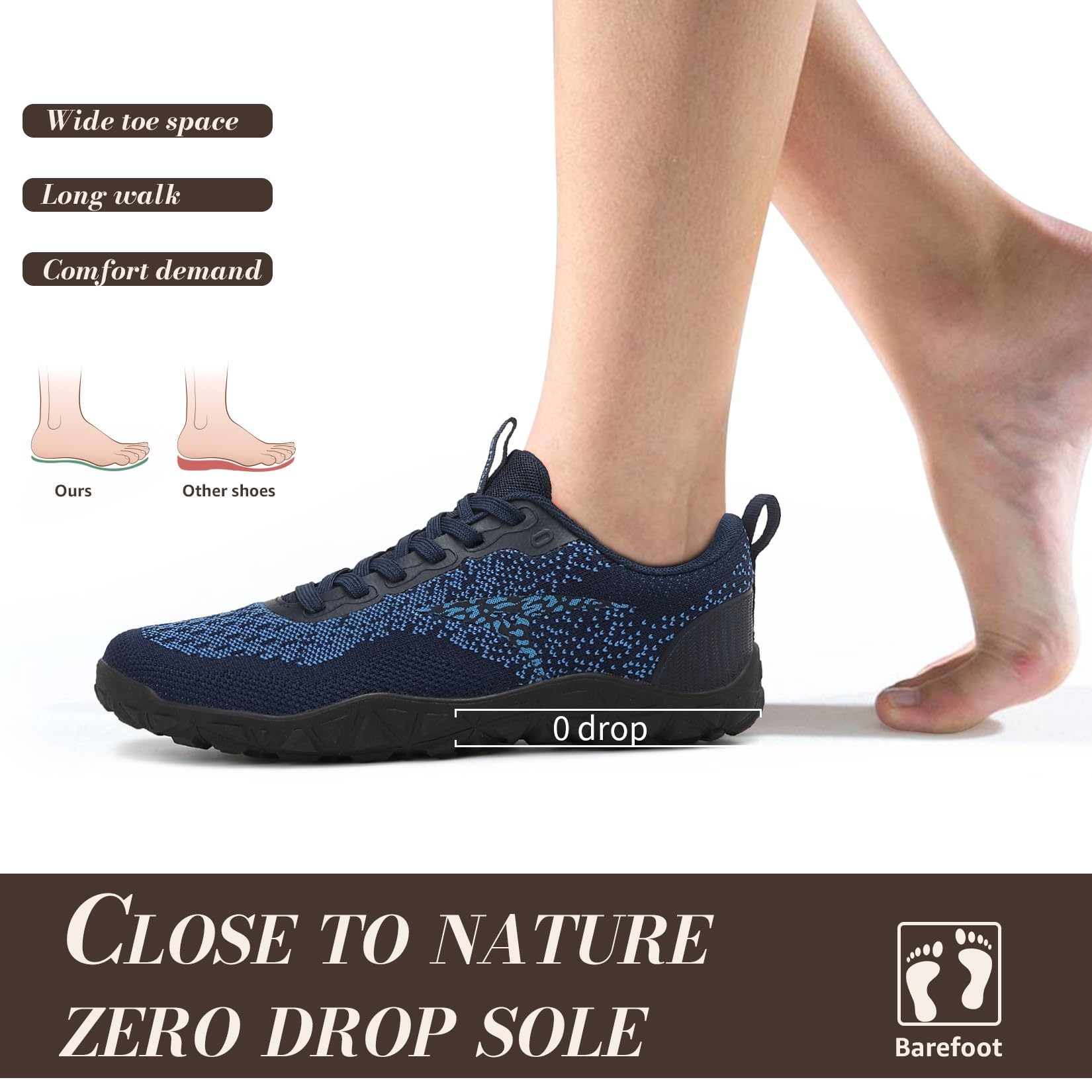 ASHION Barfußschuhe mit Breite Zehenbox Herren Minimalistische Outdoor Traillaufschuhe Herren Fitnessschuhe Sneaker