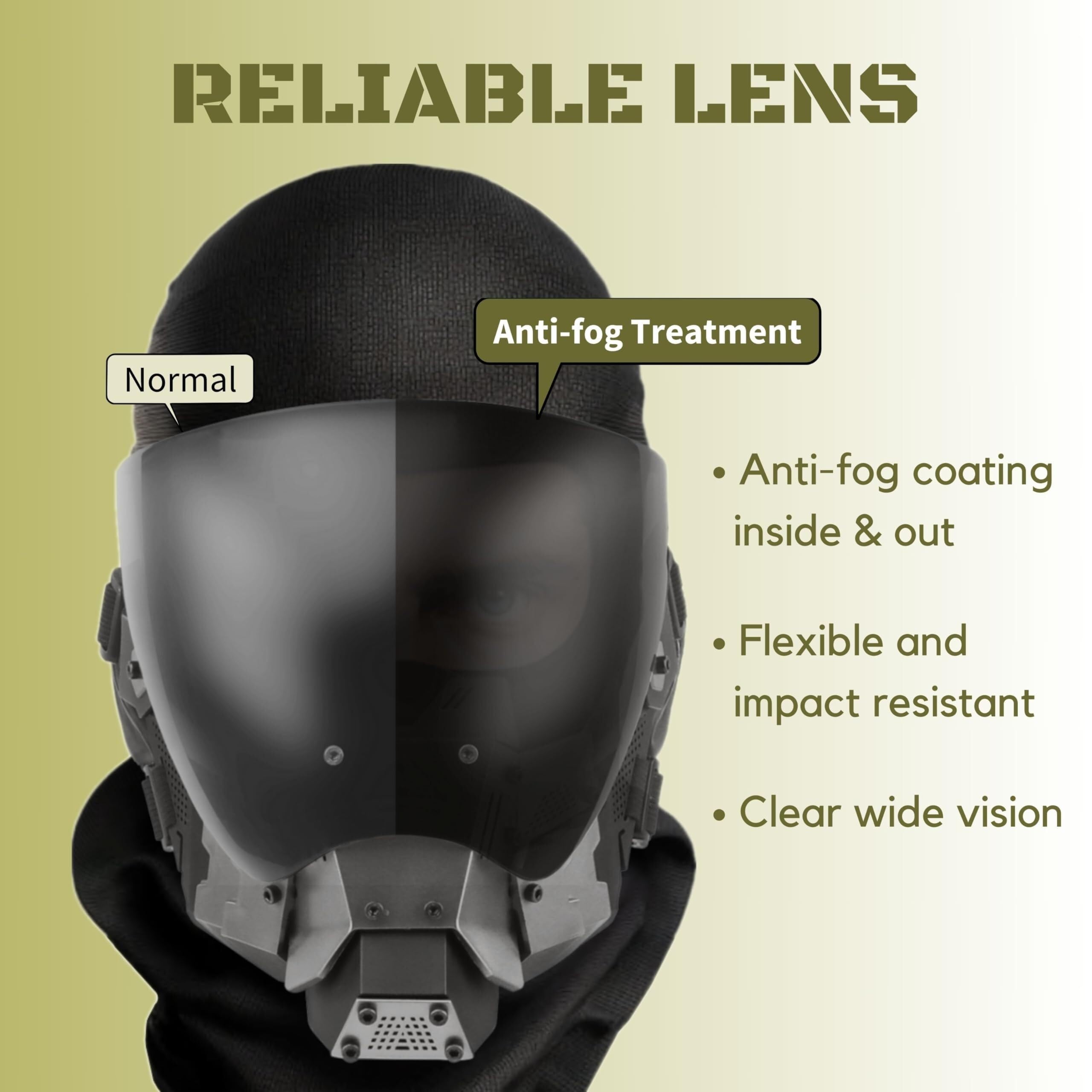 Gafas Tácticas Antivaho + Mascarilla Pasamontañas con Lentes Extraíbles Y Máscaras De Silicona