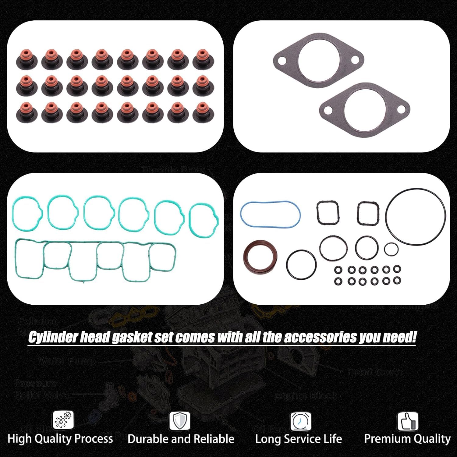 HS26487PT2 Cylinder Head Gasket Set W/Bolts for 2011-2019 Ford Edge Explorer Flex Taurus 3.5 V6 ES71324