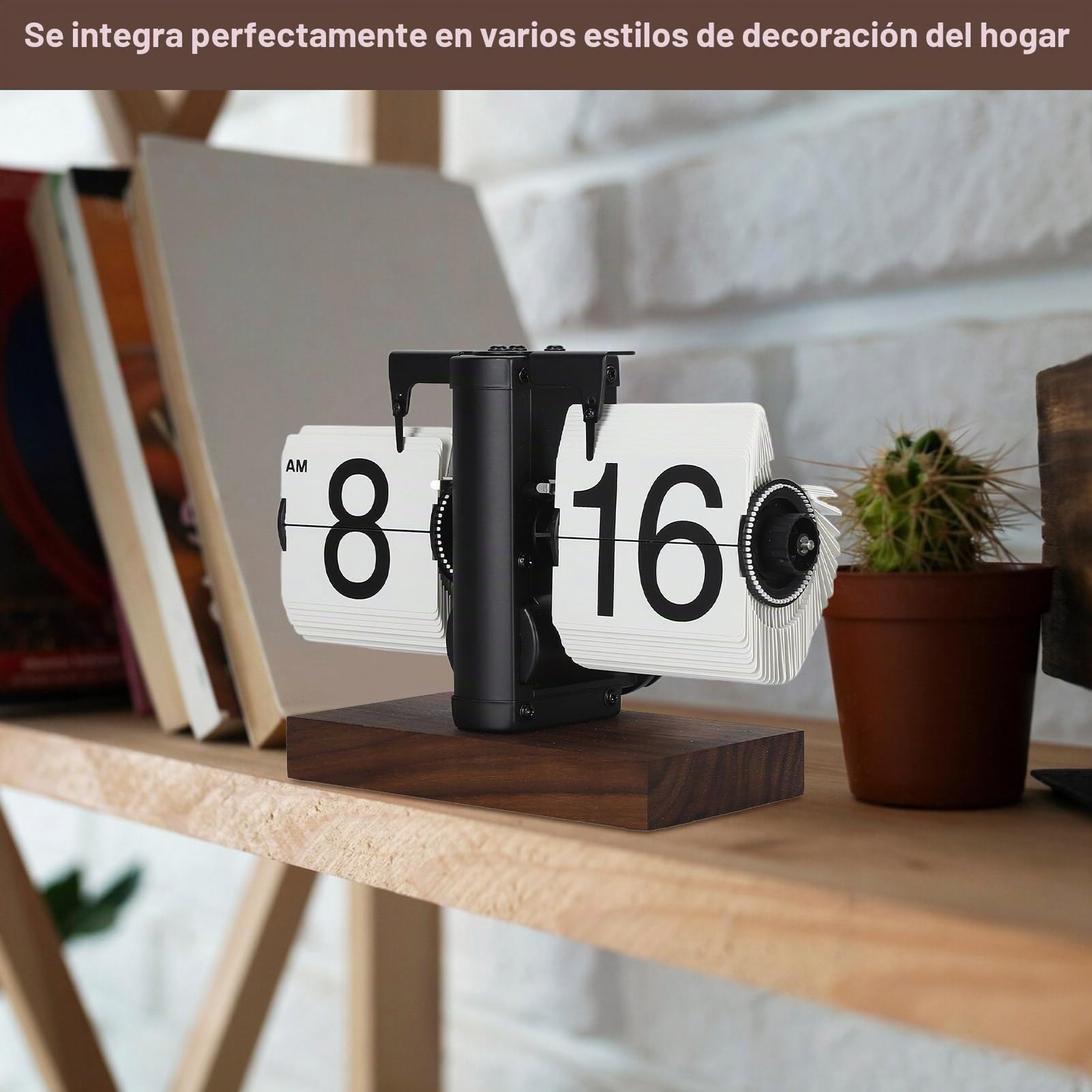 Reloj Digital Retro con Tapa, 12 Horas Reloj Plegable Digital De Una Sola Cara con Números Grandes, Reloj Mecánico Automático De Estilo Retro, Base De Madera para Sala De Estar