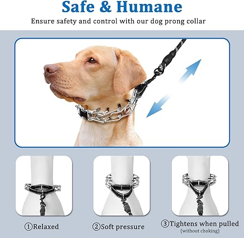 Miniatura 3 de Collar de púa para perros, collar de pellizco para perros grandes, medianos y pequeños, collar reflectante Martingala sin tirones para entrenamiento