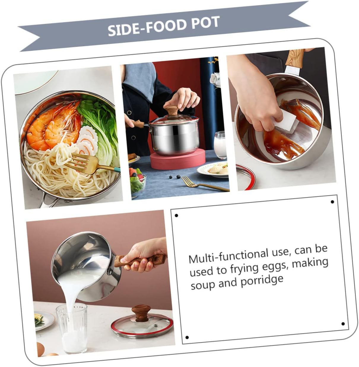 Cabilock Noodle Cooking Pot Non Stick Electric Wood Handle for Soup and Pasta Material Easy to Clean for Use