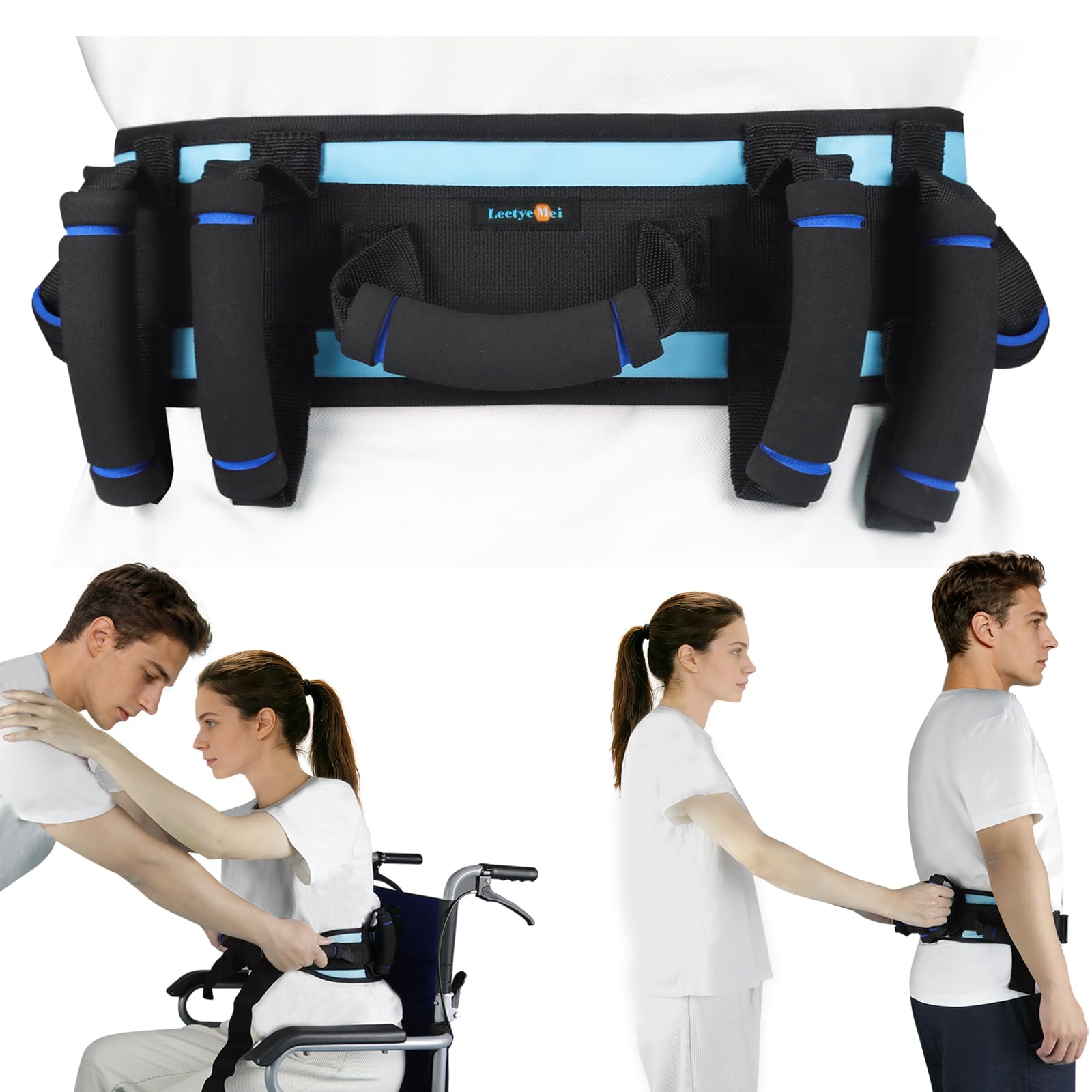 Gait Belts for Seniors,Transfer Belt with 7 Handles Quick Release Buckle — Amazon image 10