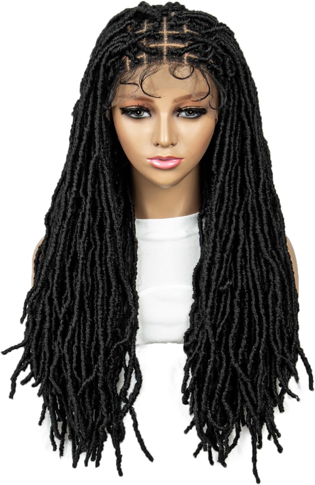 Braided Wigs for Black Women 9x6 Double Lace Front Braided Wigs Braid African With Baby Hair Braided Synthetic Lace Front Dreadlocks Wigs 26 inches (1B)