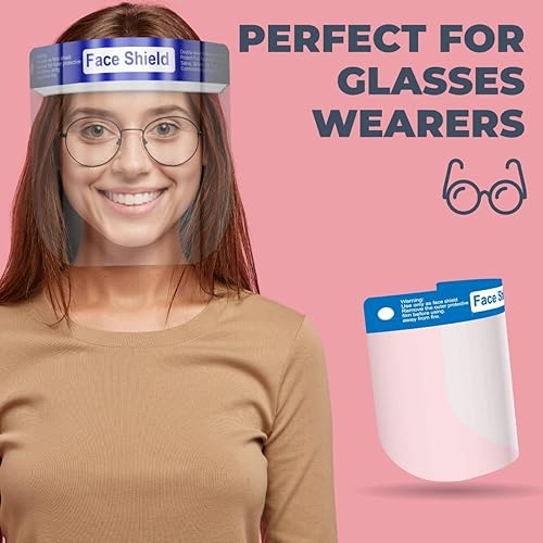 Miniatura 6 de Protector facial Caja de 48 Protectores faciales de plástico transparente para mujeres, hombres y niños, antivaho y ligero, reutilizable, cubierta