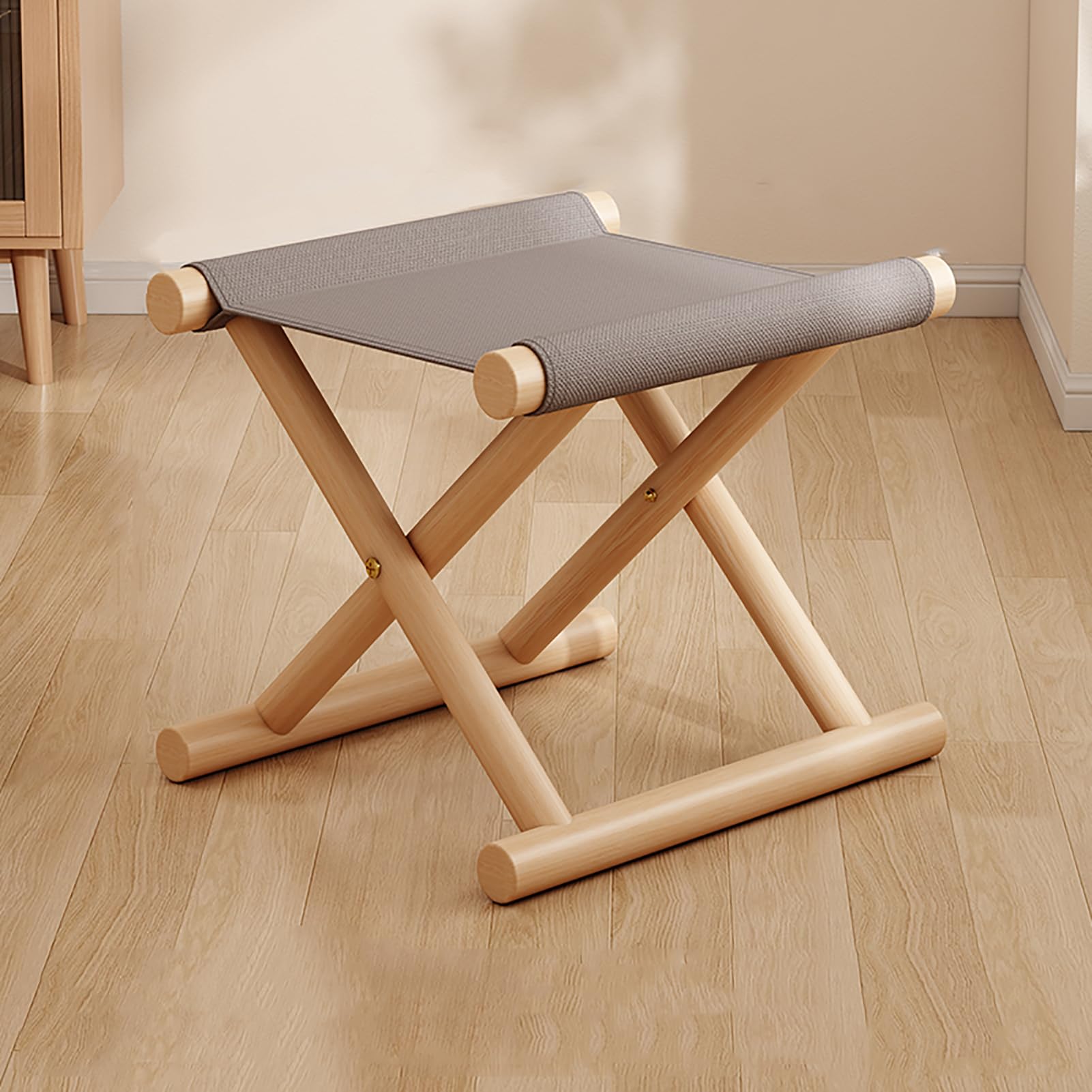 Tabouret de pique-nique pliant en bois et toile grise pour le barbecue