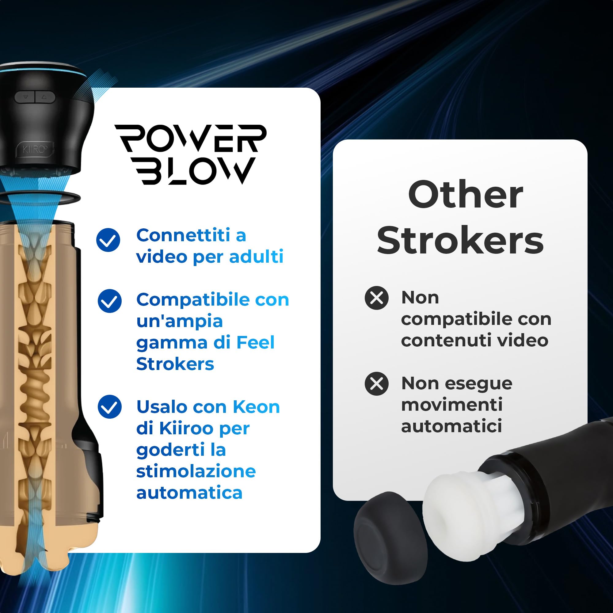 KIIROO PowerBlow Masturbatore Automatico Uomo con Mouth Stroker – Blowjob Machine Interattiva – Contenuti FeelMe AI – Intensità Regolabile – Facile da Usare