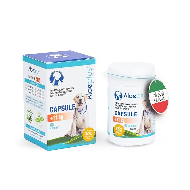 Aloeplus Suplementos cápsula para Perros 11+ kg. - Suplemento Natural a Base de Aloe arborescens
