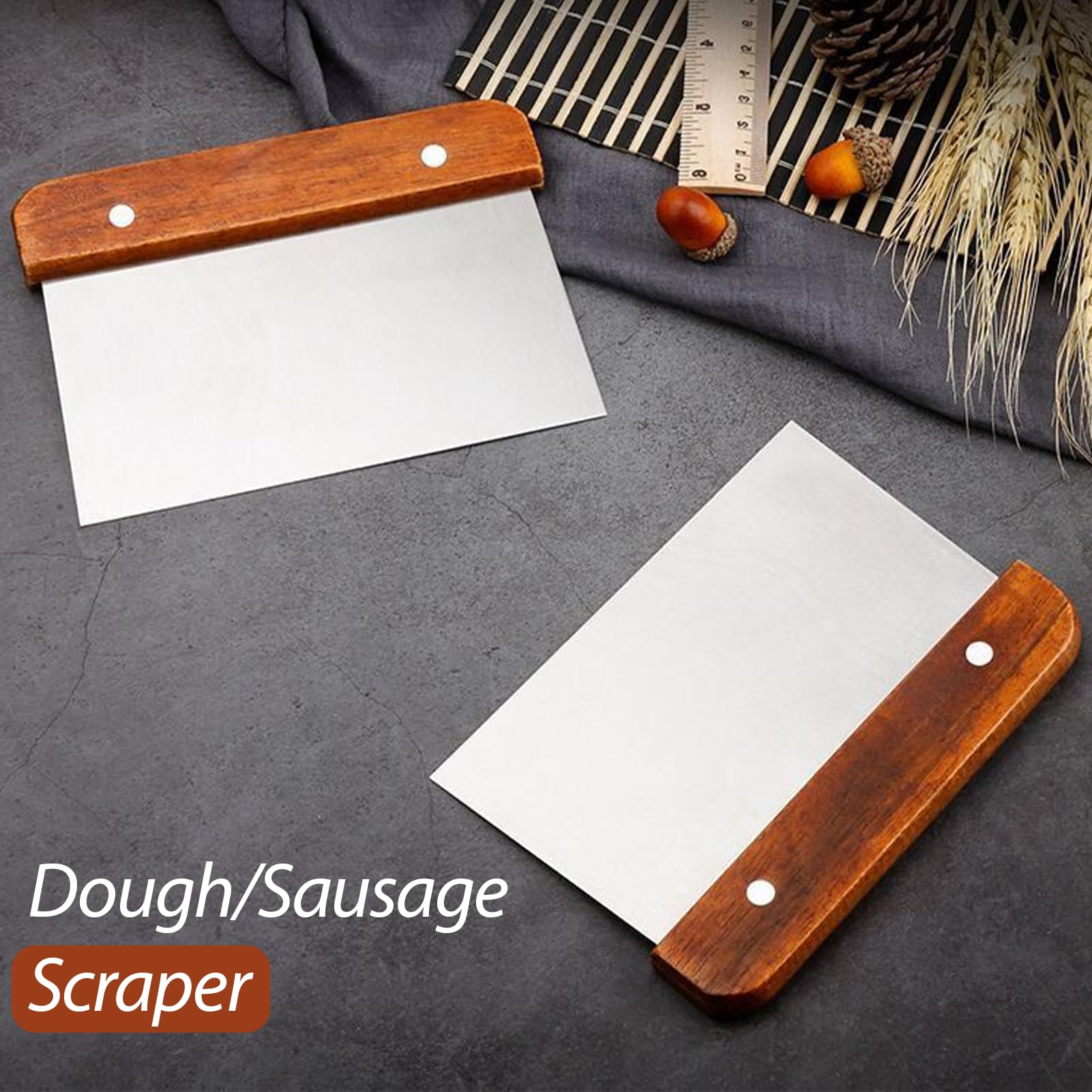 Premium Teigschneider Mit Holzgriff – 20x13 Cm, Edelstahlklinge, Multifunktional Für Pizza, Kuchen & Mehr