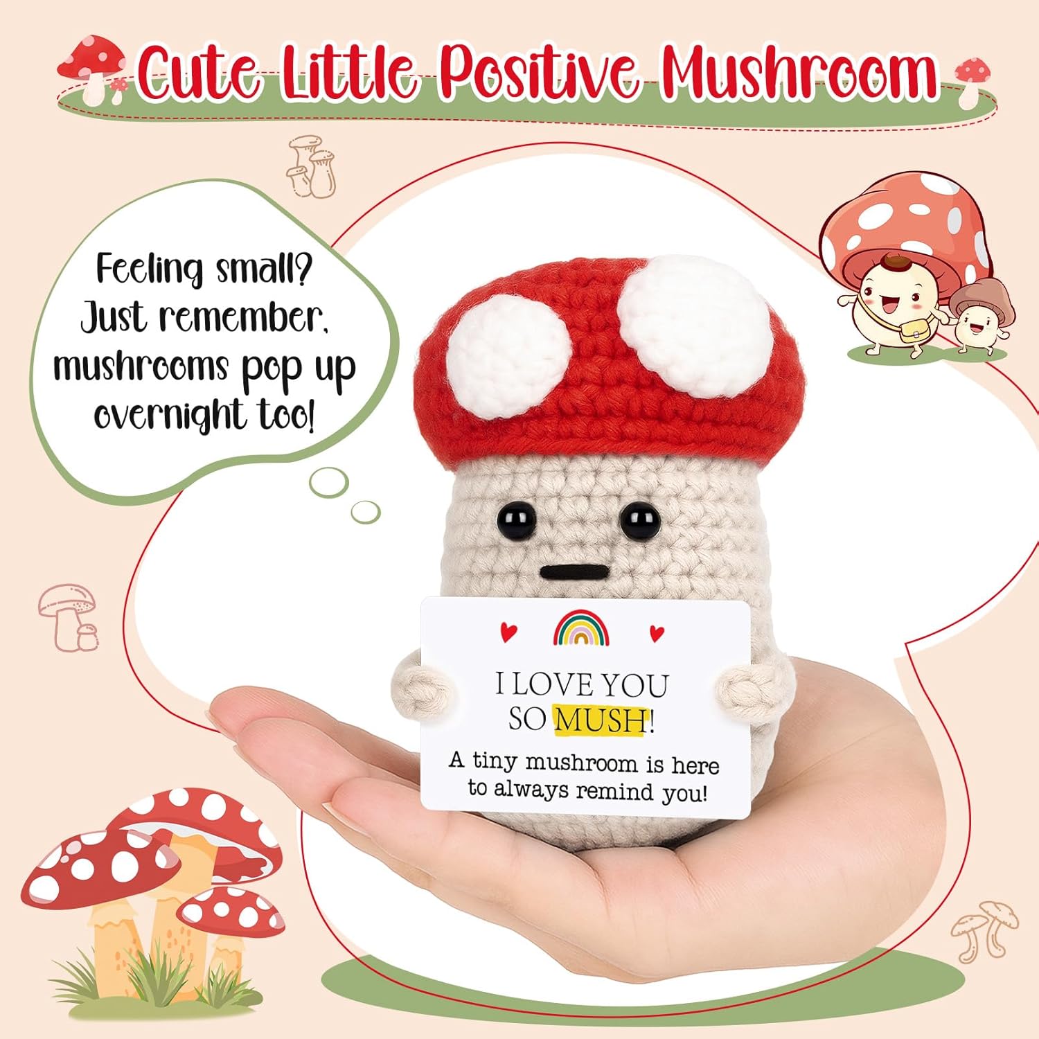 Mushroom Gifts for Boyfriend Girlfriend Women Men Him Her, Anniversary Birthday Mothers Fathers Day Handmade Crochet Mushroom Present Wife Husband, Romantic Gift for Women Men, I Love You Gift Couple - Image 2