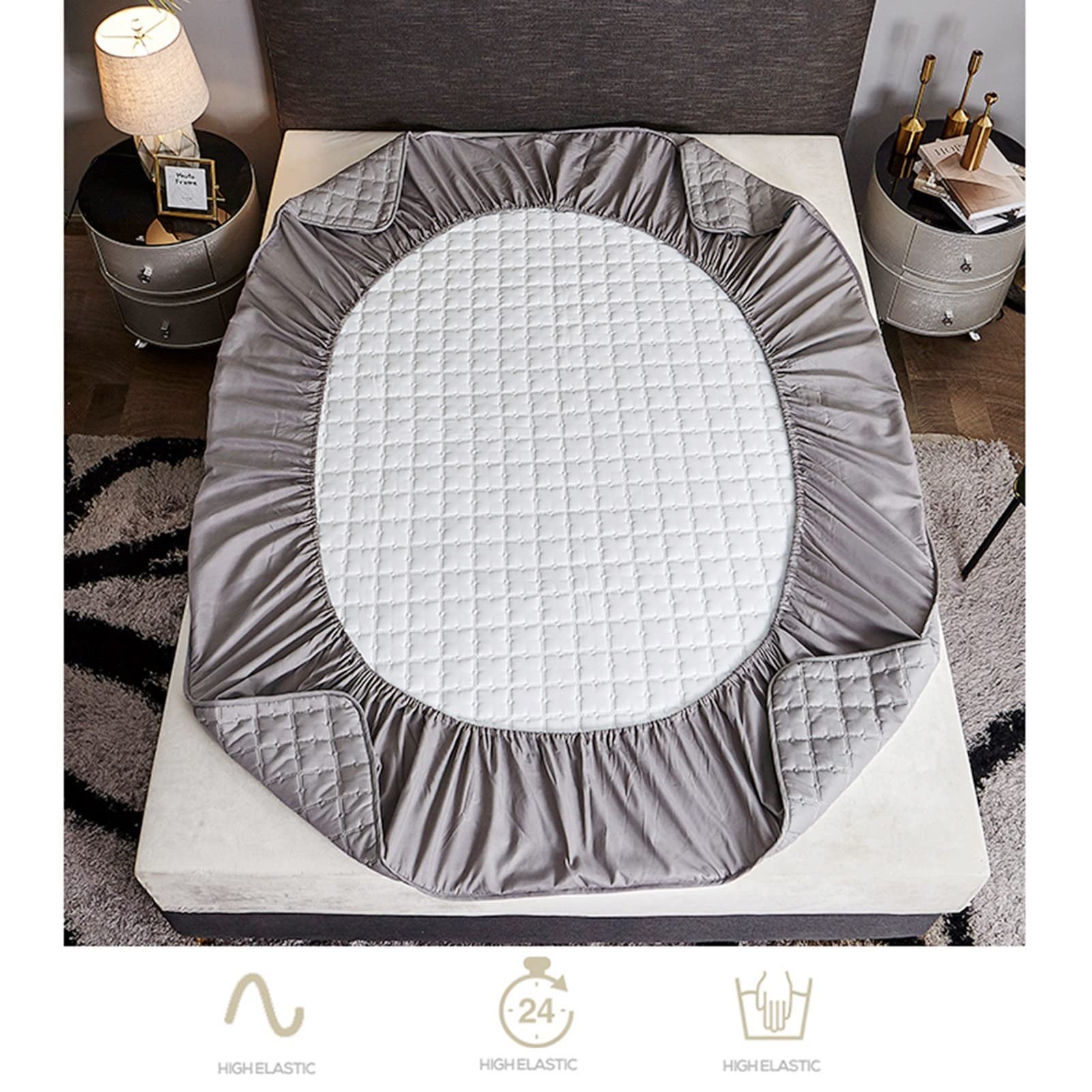 Manta de algodón hipoalergénica de 150 x 190 cm, color gris, elegante, antideslizante, resistente al polvo, ácaros, diseño único y cómodo, perfecto para decoración del hogar y ropa de cama