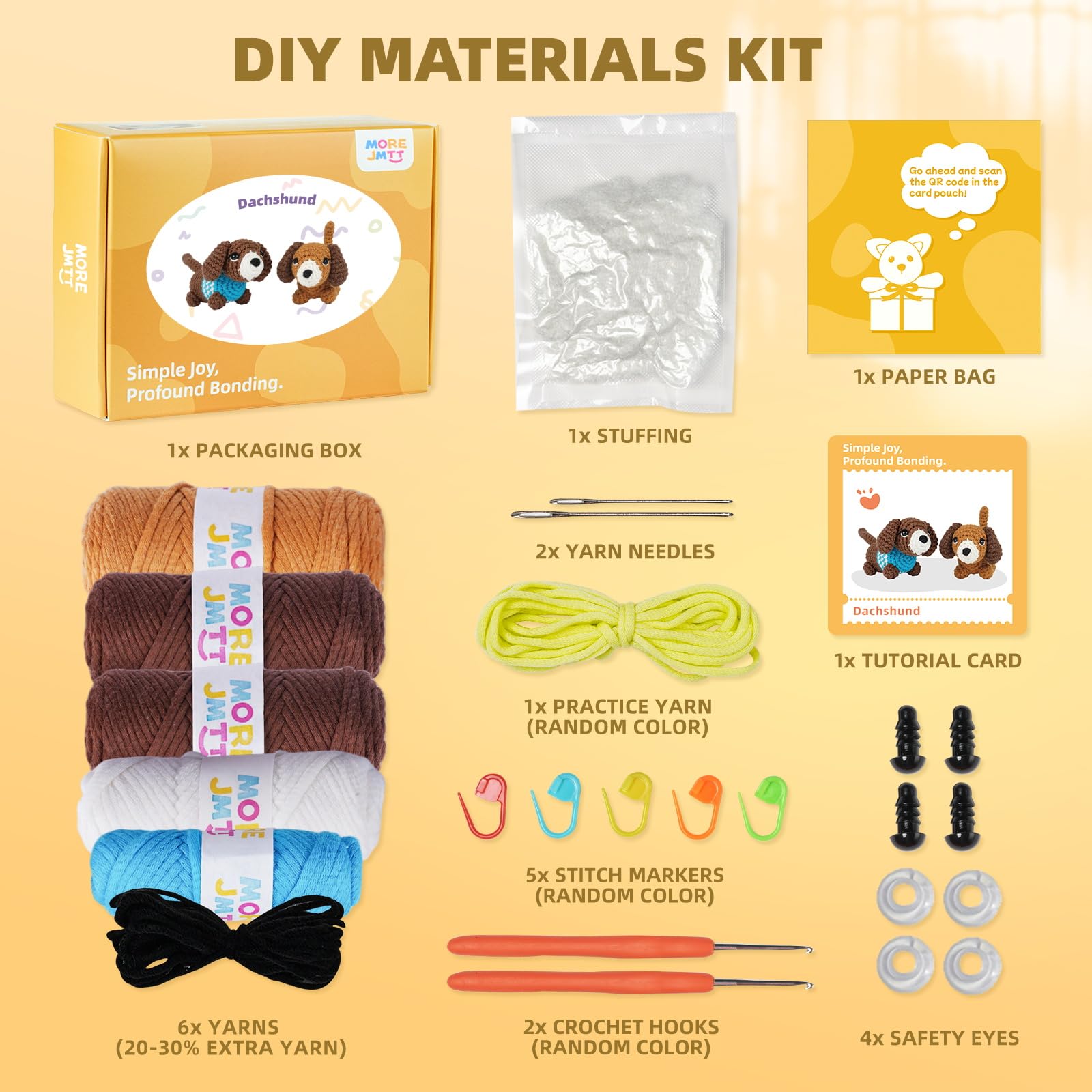 Beginner Crochet Kit - Sausage Dog Doll -3