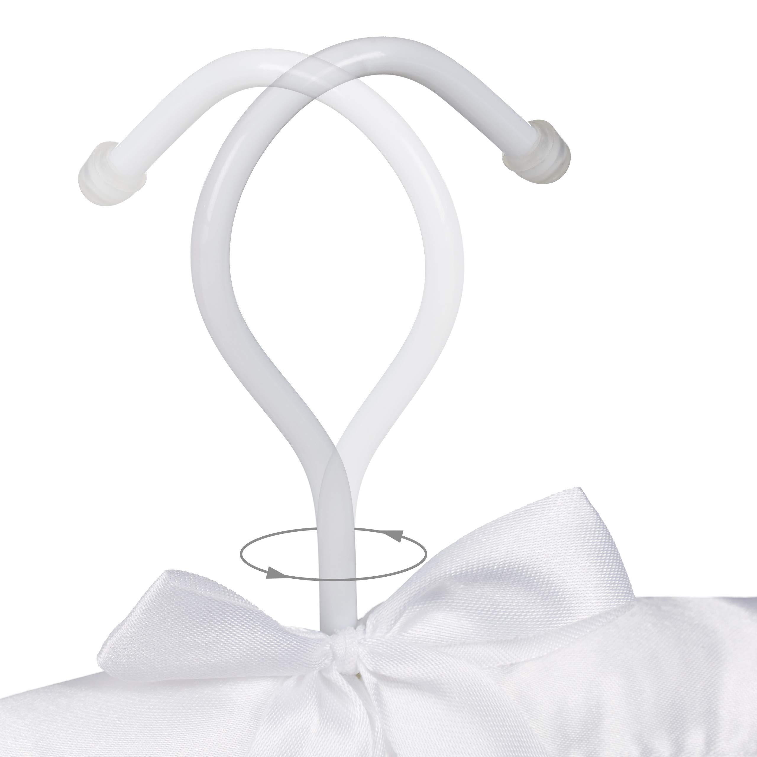 Relaxdays Wieszak satynowy, 10 sztuk, miękko wyściełany, hak obracany o 360°, dekoracyjna kokardka, szerokość 38 cm, biały