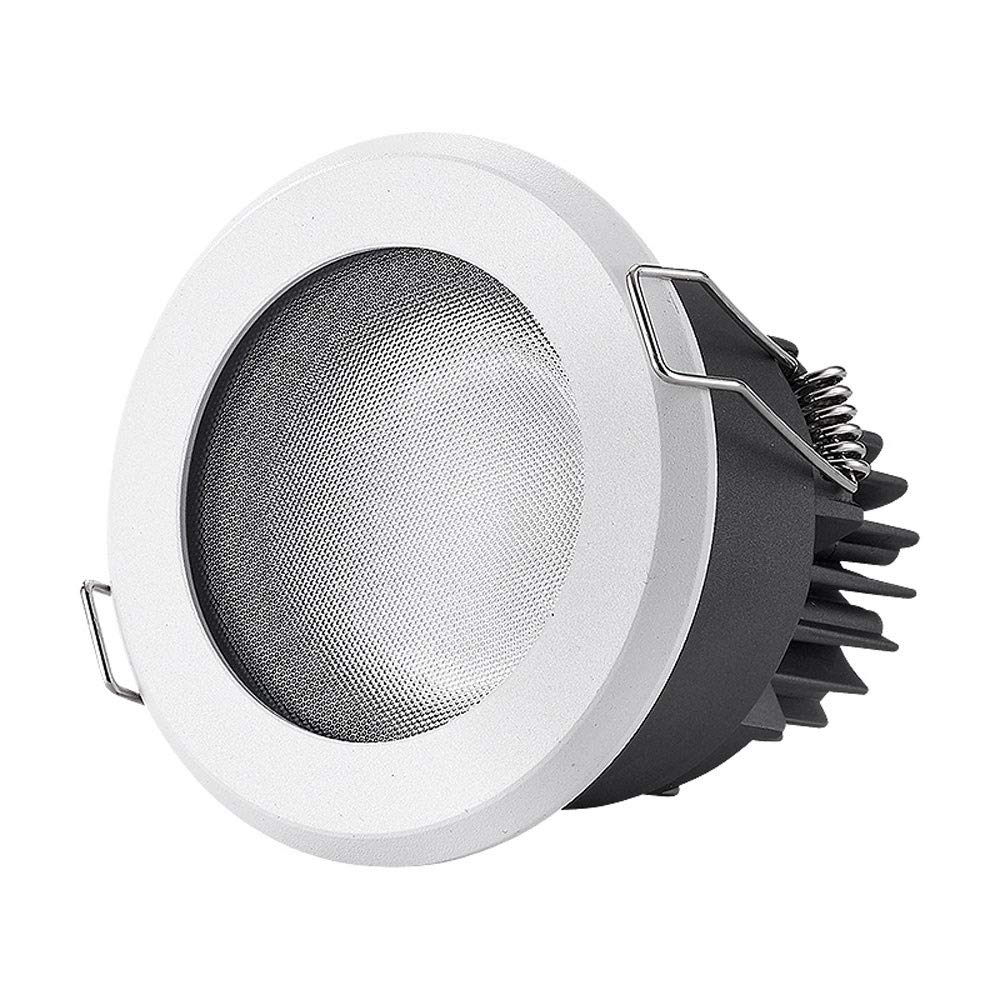 Foco empotrable para baño IP65 Moderno Blanco Mate Redondo Resistente al Agua con Espejo de luz de Panal Orificio Abierto de 75 mm Accesorio de,Amarillo cálido-A