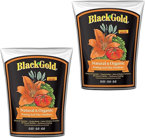 SunGro SUGRBG2 Bolsa de tierra para macetas natural y orgánica de oro negro más fertilizante, 2 pies cúbicos (paquete de 2)