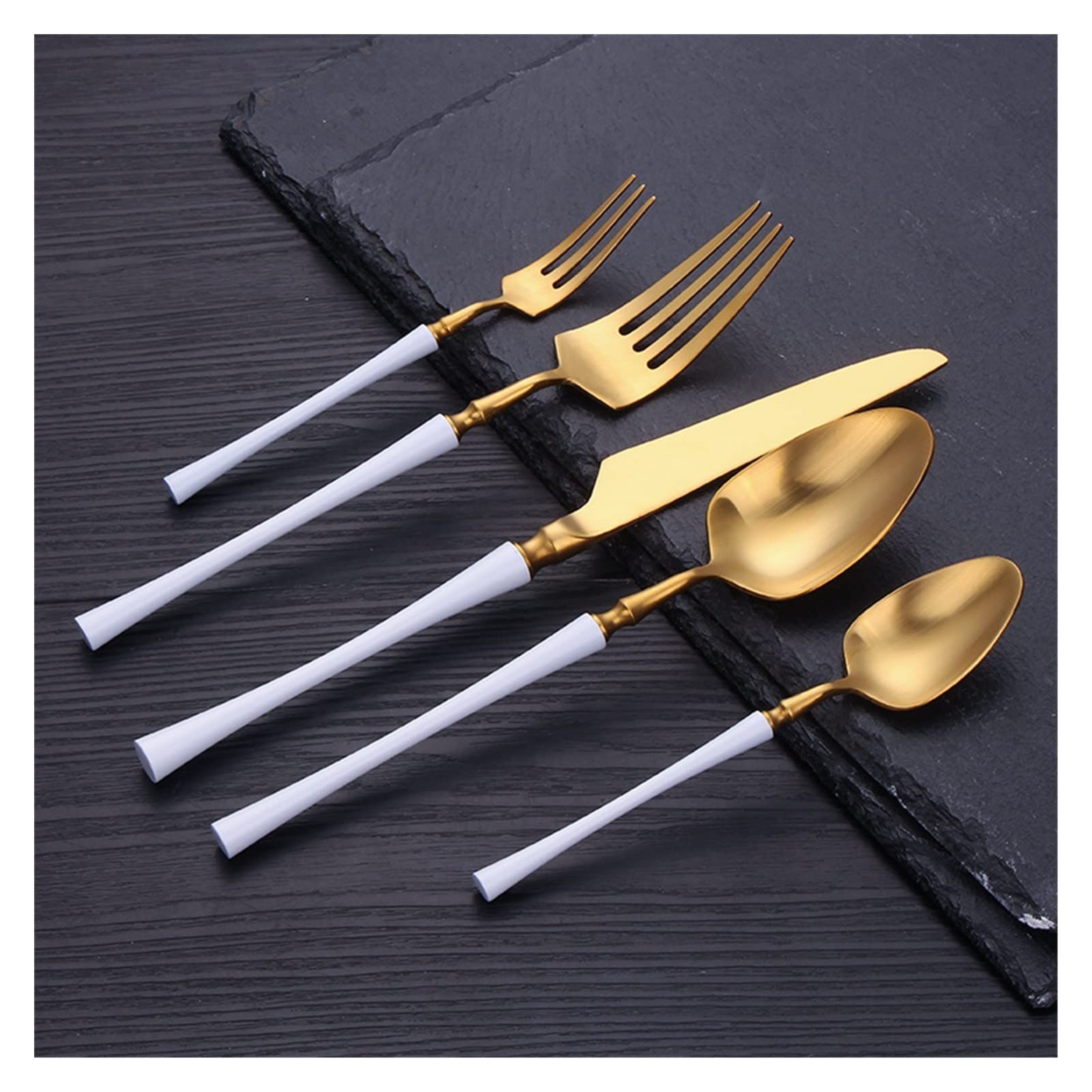 Genérico Juego De Cubiertos De Acero Inoxidable, Tenedor, Cuchara Y Cuchillo De Acero Inoxidable 304, Cubiertos Pulidos A Espejo, Cubiertos para Banquetes De Fiesta (A)