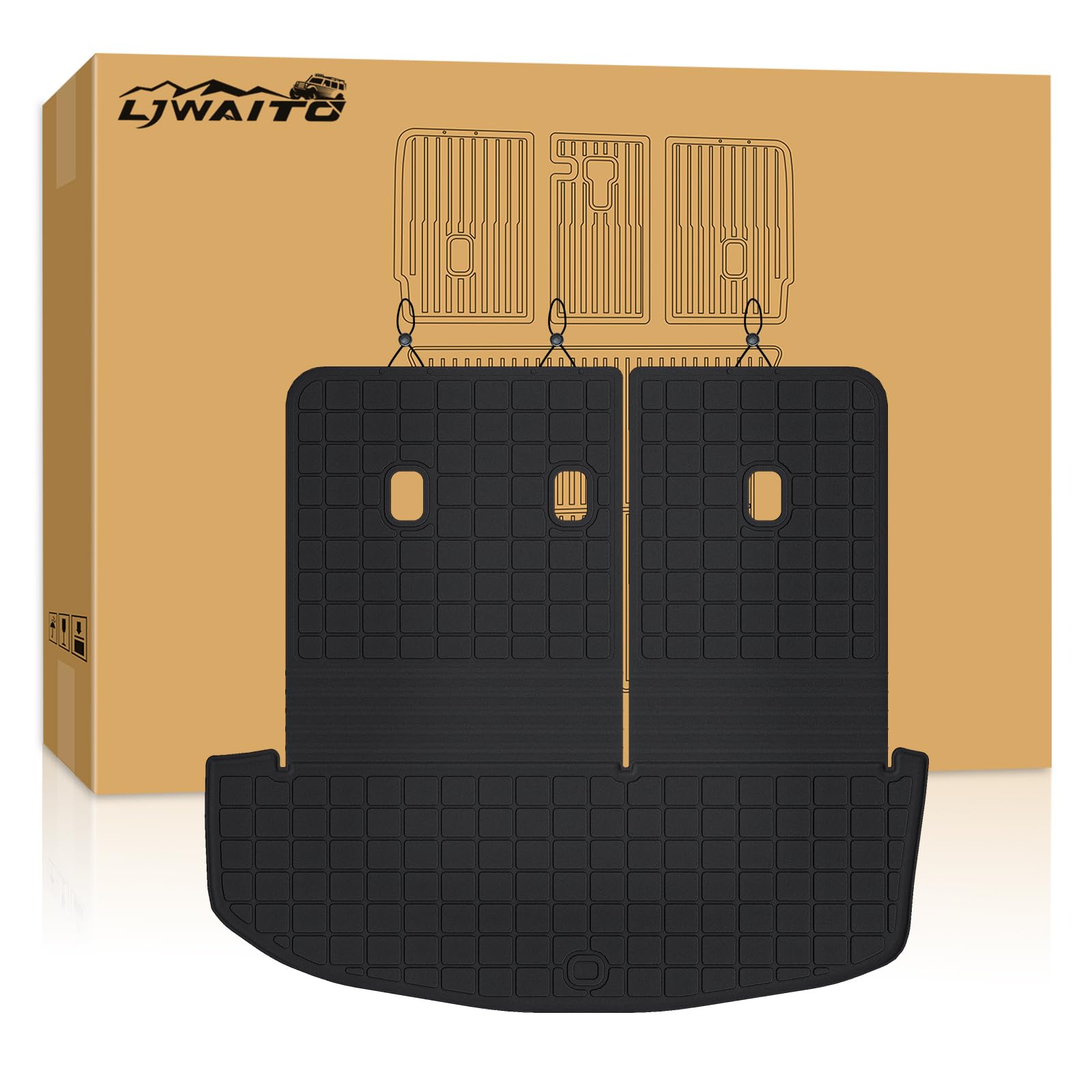 LJWAITO Floor Liners & Cargo Liners & Backrest Mat for 2016-2025 2026 Dodge Durango 6 Seats-2 Row Bucket Seat，TPE All Weather Protection Car Floor Mats with Trunk Mat Covering The Backrest — view 26