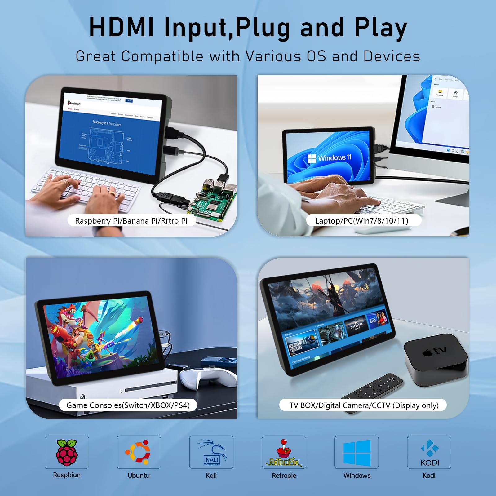 Snapklik.com : HAMTYSAN 7 Inch Raspberry Pi Screen 800x480 Small HDMI ...
