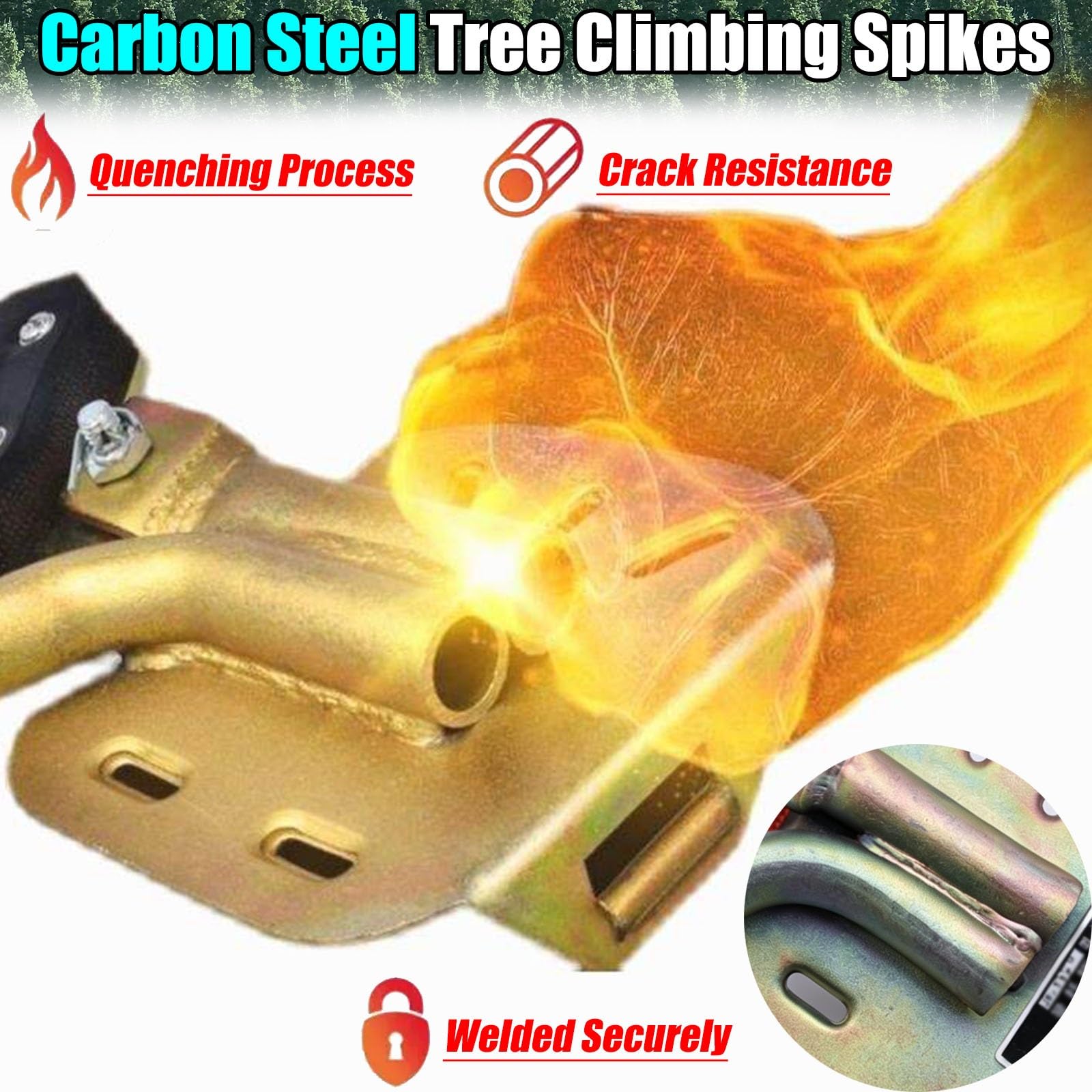 Griffe Elagage Crampons pour L'élagage, Kit D'élagueur pour Poteau Électrique/Épées pour Subir Les Arbres, Éperons D'élagueur avec Pédale Antidérapante Et Sangle