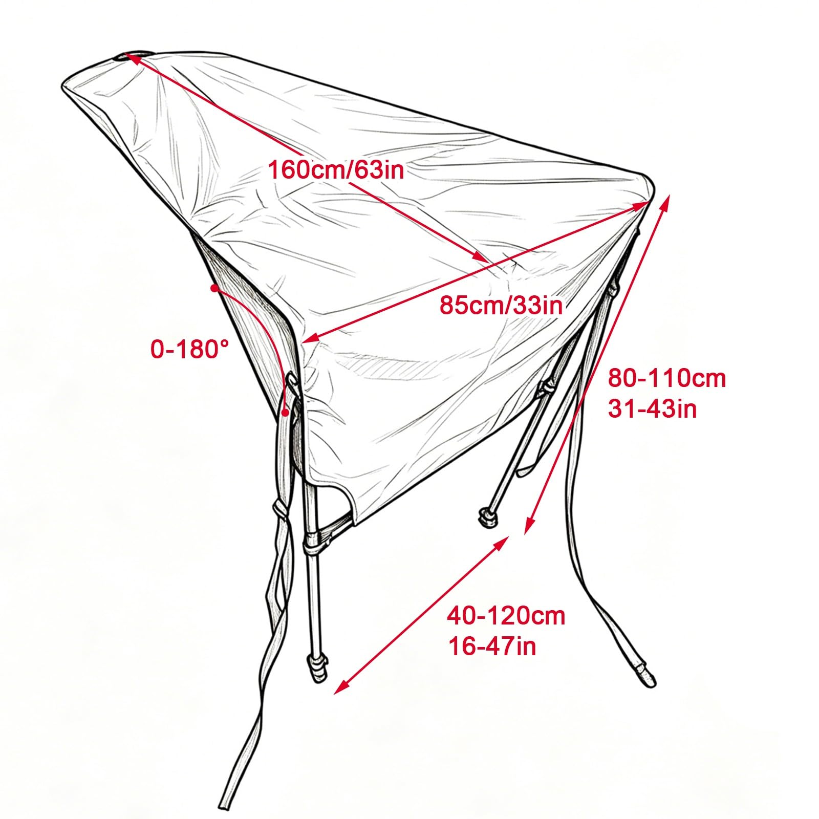 Tendalino Barca, Tendalino per Gommone con Struttura in Alluminio, Tessuto Oxford 600D, 3 Cinghie in Nylon, per Imbarcazioni da 40 a 120 cm di Larghezza(Blue)
