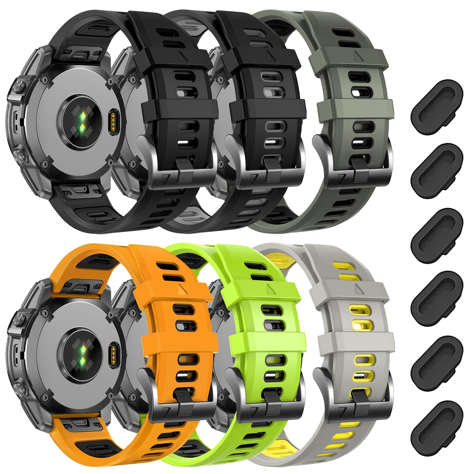 Paski Quickfit 26 mm kompatybilne z Garmin Fenix 7X/7X Pro/6X/6X Pro/5X Plus, silikonowy pasek do polerowania Fenix 8 51 mm/Descent Mk3i/Epix Pro/quatix 8/tactix 8 AMOLED 51 mm/Enduro 3/2