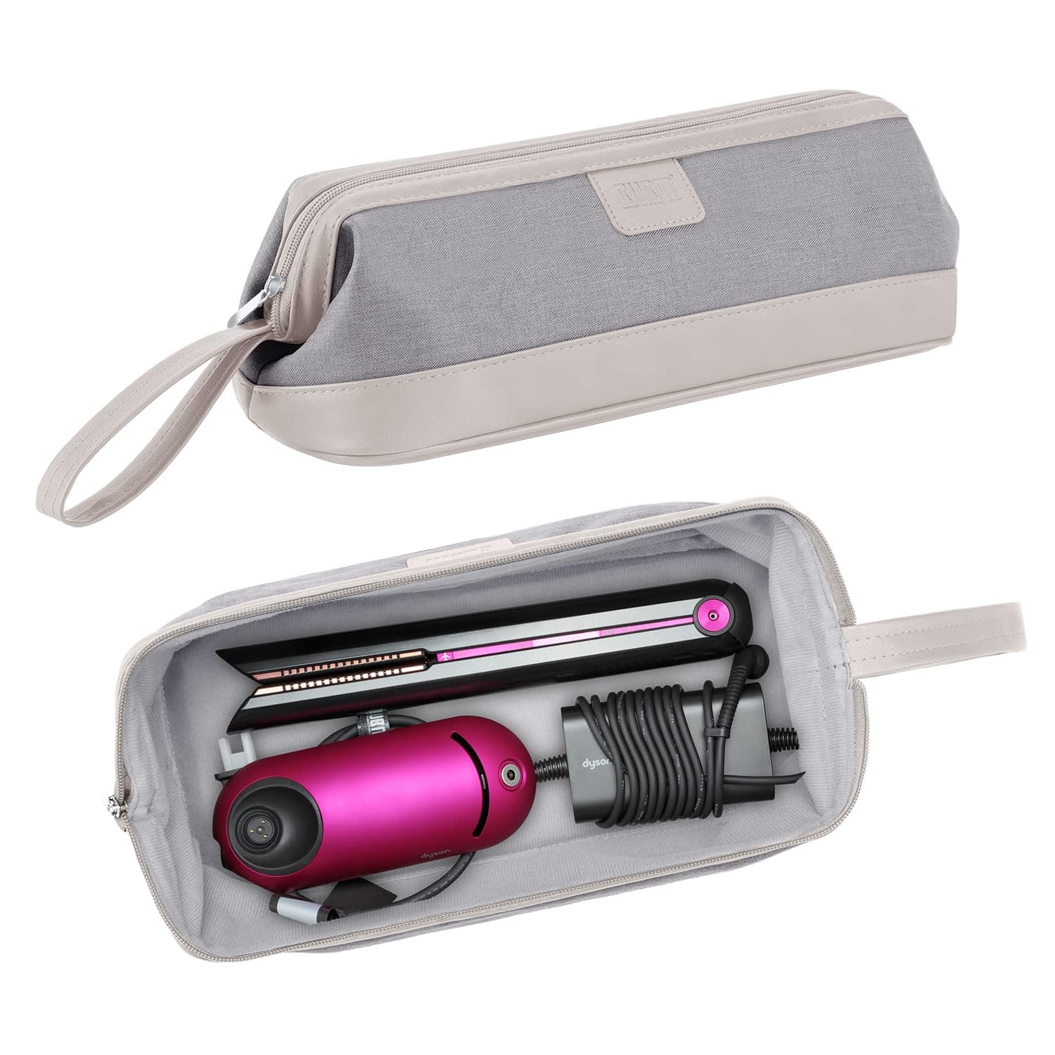 BUBM Travel Case Compatible with Dyson Airwrap & Curling Iron, Portable Hair Dryer Carrying Bag Waterproof Storage for Dyson Supersonic Styler Attachments Protection Gray1