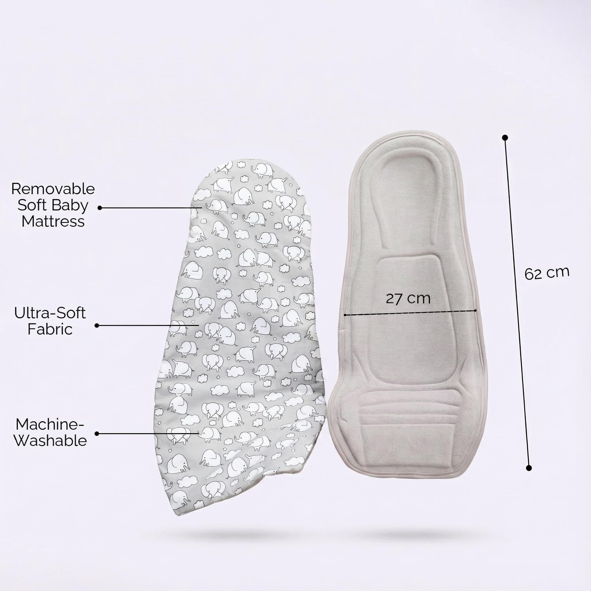 HOOPA 2-in-1 Infant Carrier for Newborn (0–4 Months) | Reclined Carrying & Breastfeeding Support | Strong Back Support | Indoor & Outdoor Use | Feeding Pillow | Nursing pad | Grey 1