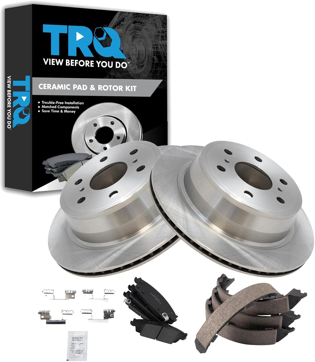 TRQ Rear Brake Pad & Rotor Kit Compatible with 15-16 Cadillac 14-19 Chevrolet GMC